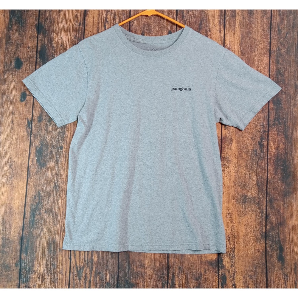 Patagonia Mens Small Grey Fitz Roy Trout Graphic T-Shirt Organic Cotton 51884